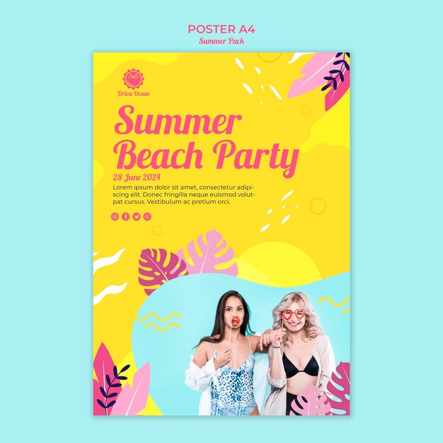 Flyer pour la fête de plage d'été
