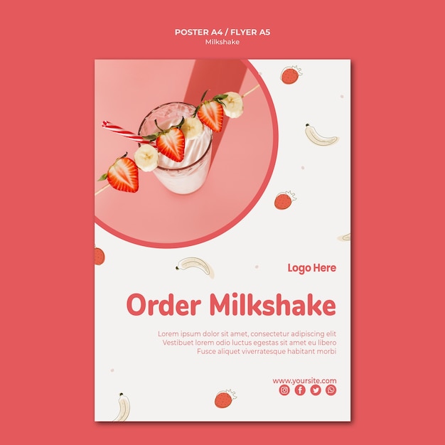 Flyer Pour Milkshake à La Fraise