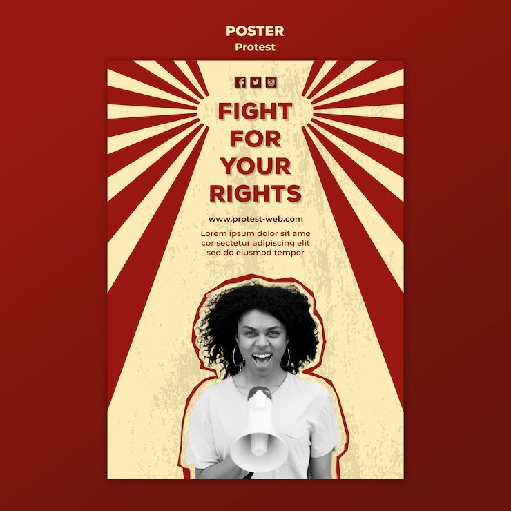 PSD gratuit flyer avec protestation pour les droits de l'homme