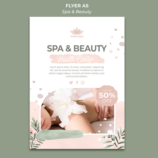 PSD gratuit flyer vertical pour spa et détente