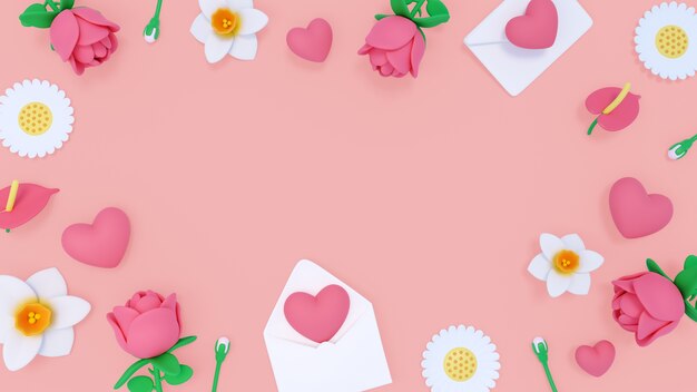 fond 3d pour la célébration de la saint valentin