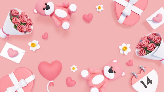 fond 3d pour la célébration de la saint valentin