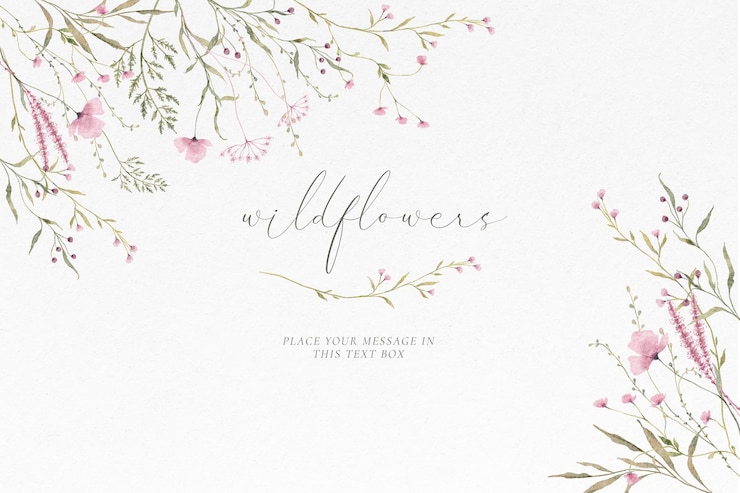 PSD gratuit fond floral avec des fleurs et des feuilles aquarelles