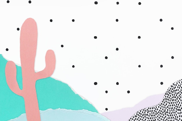 Fond mignon psd avec du papier cactus pastel