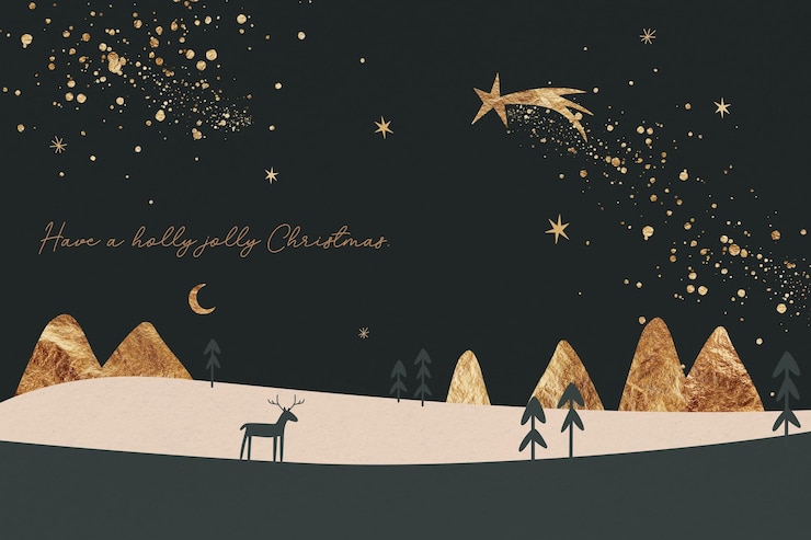 PSD gratuit fond de noël avec des formes abstraites et feuille d'or