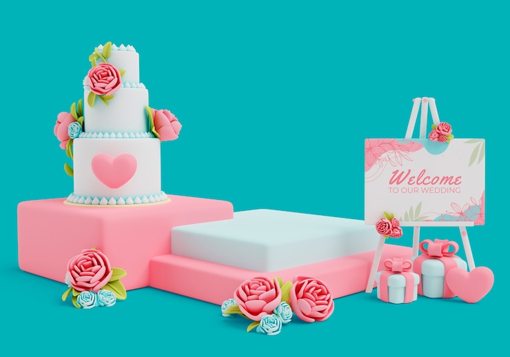 PSD gratuit fond de podium de ventes de mariage 3d
