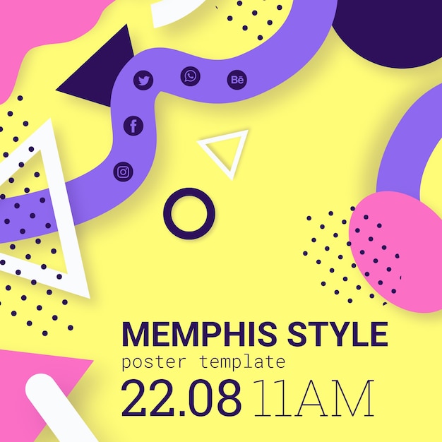 PSD gratuit fond de style plat jaune memphis