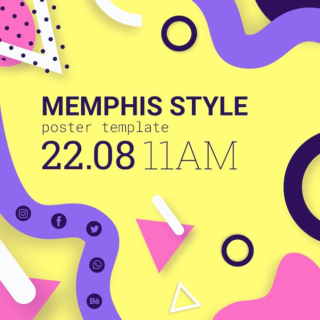 Fond de style plat jaune memphis