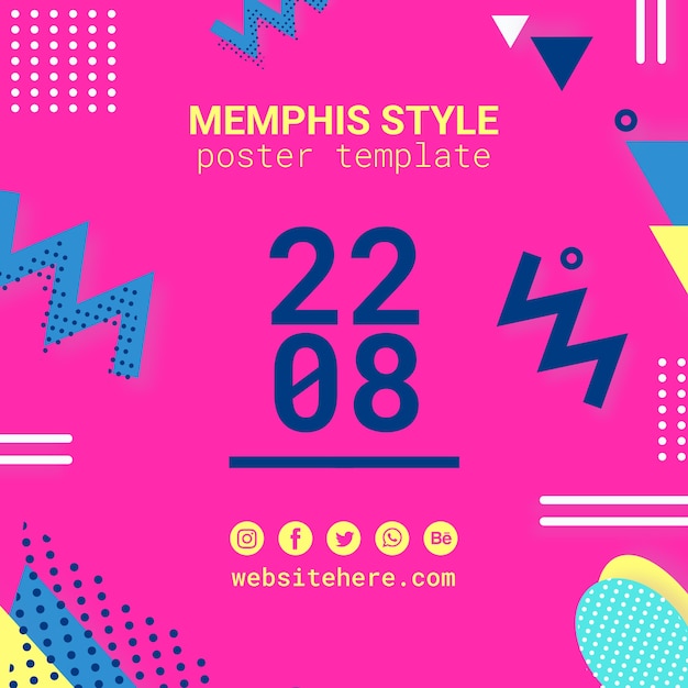 PSD gratuit fond de style plat rose memphis