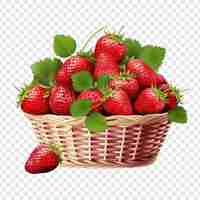 PSD gratuit fraise fraîche et savoureuse dans un panier isolé sur fond transparent