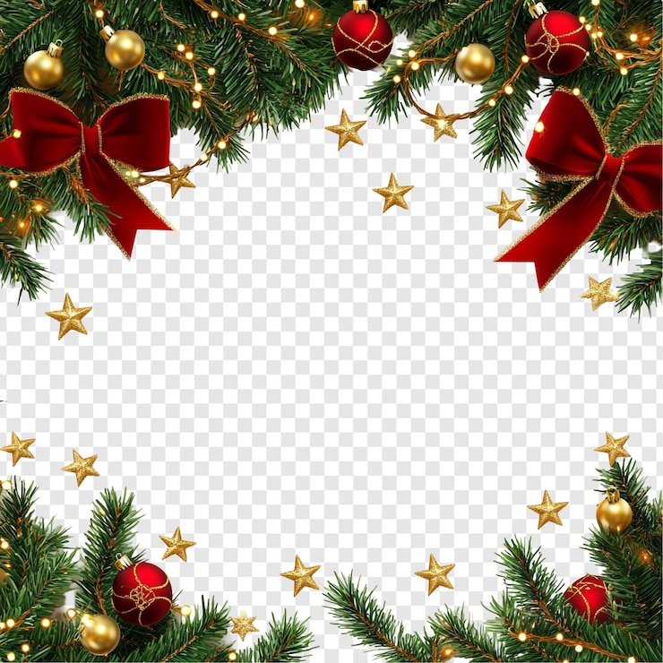 PSD gratuit la frontière festive de noël avec des ornements et des lumières