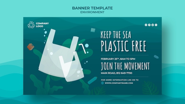 PSD gratuit gardez la bannière gratuite en plastique de la mer