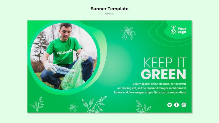 PSD gratuit gardez le modèle de bannière verte