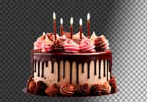PSD gratuit gâteau d'anniversaire décoré isolé réaliste sur fond transparent