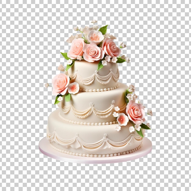 PSD gratuit gâteau de fondant de mariage délicieux isolé sur un fond transparent