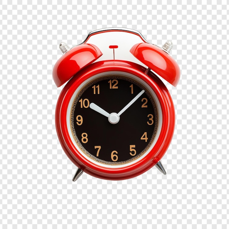 PSD gratuit gestion du temps et ponctualité de l'horloge de réveil rouge classique