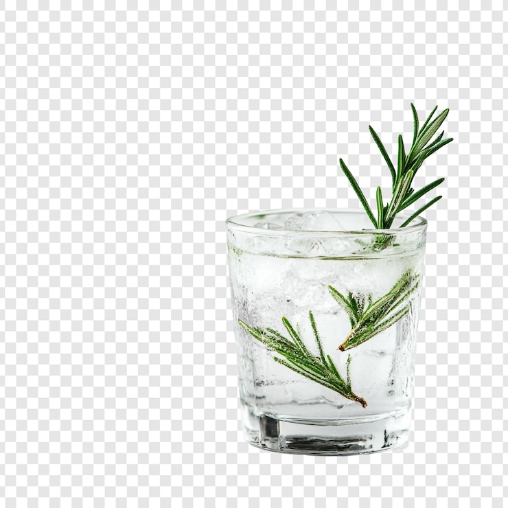 PSD gratuit gin et tonique rafraîchissant au romarin avec de la glace