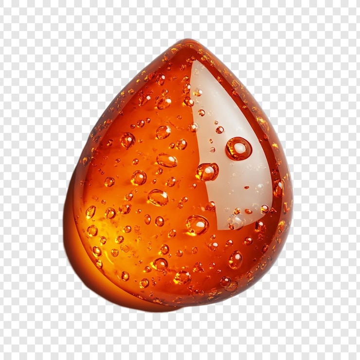 PSD gratuit une goutte liquide d'ambre avec des bulles une photographie macro en gros plan