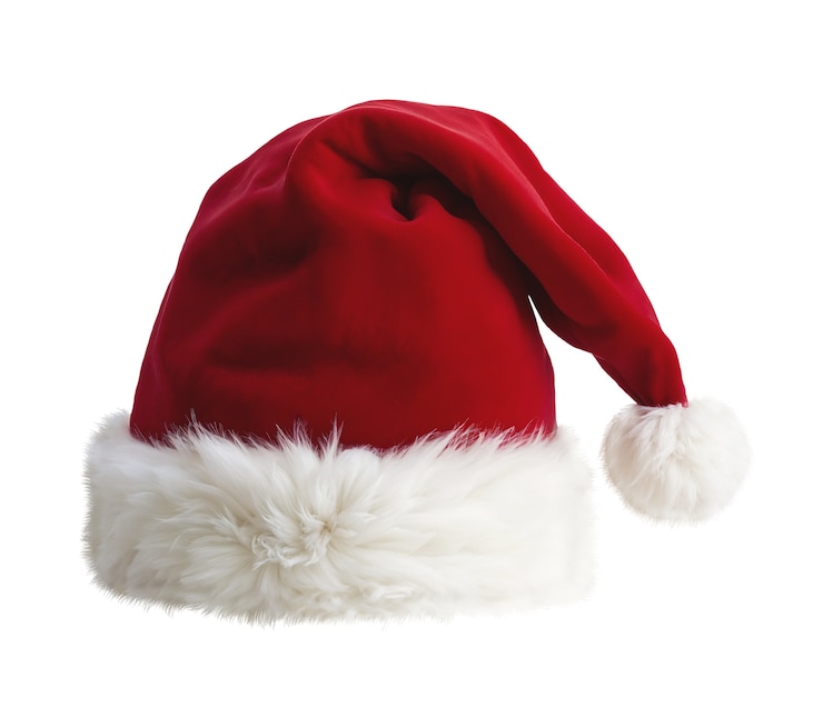 PSD gratuit en gros plan sur le chapeau rouge du père noël isolé