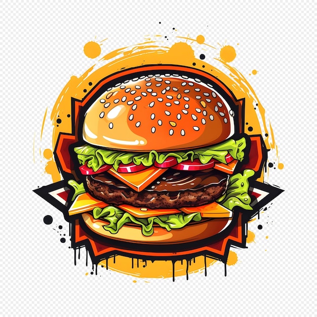 hamburger isolé avec fond d'encre d'éclaboussure