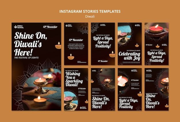 PSD gratuit les histoires de diwali sur instagram