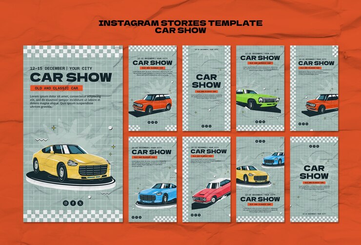 PSD gratuit les histoires de l'exposition de voitures sur instagram