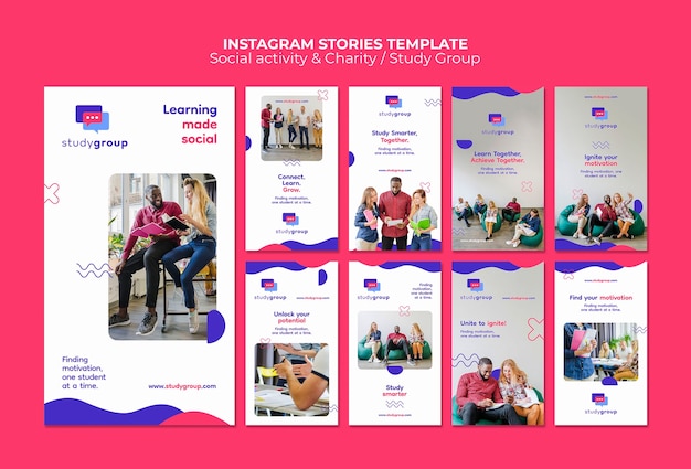 PSD gratuit histoires instagram d'activité sociale au design plat