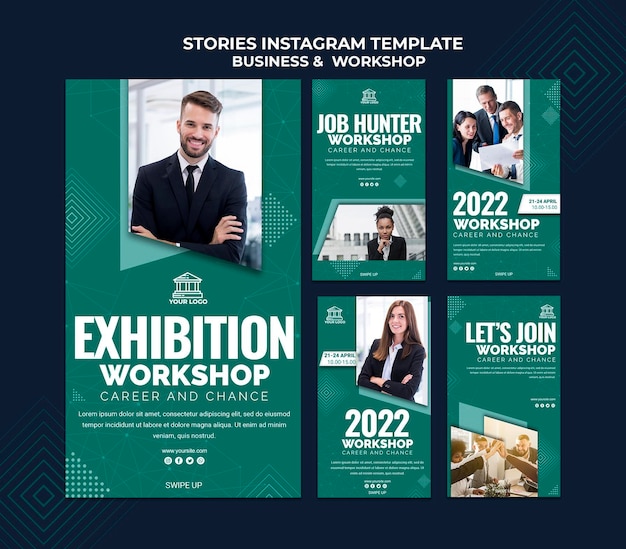 PSD gratuit histoires instagram d'affaires et d'ateliers