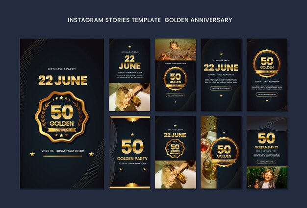 Histoires Instagram de l'anniversaire d'or