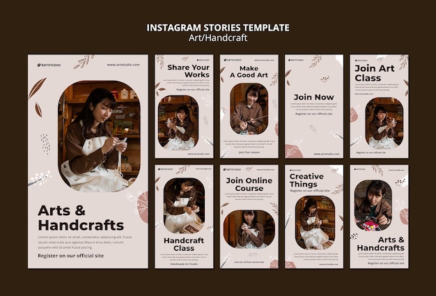 PSD gratuit histoires instagram d'art et d'artisanat