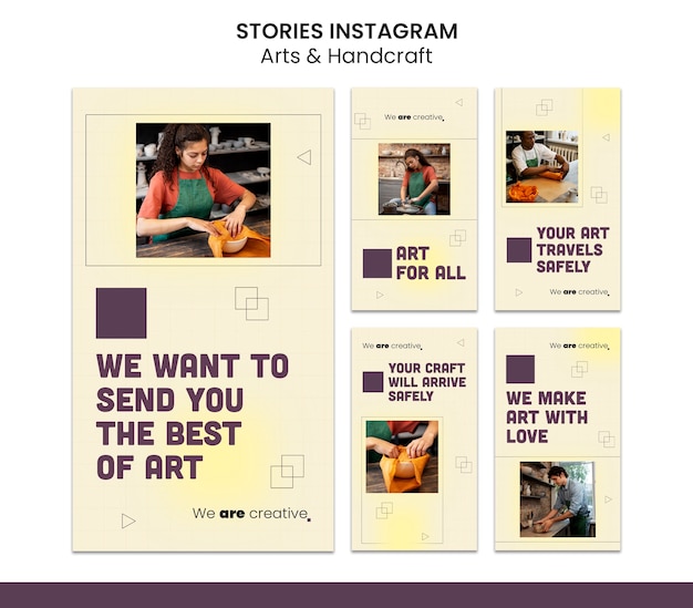 PSD gratuit histoires instagram d'arts géométriques et d'artisanat