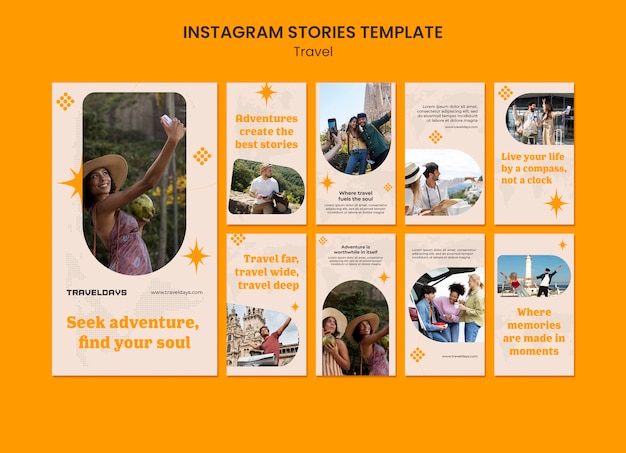 PSD gratuit histoires instagram d'aventure de voyage