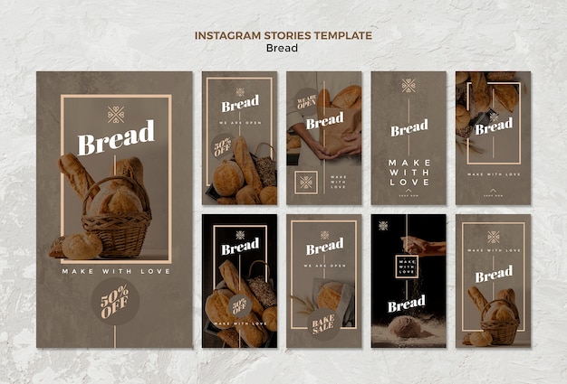 PSD gratuit histoires instagram de bread business