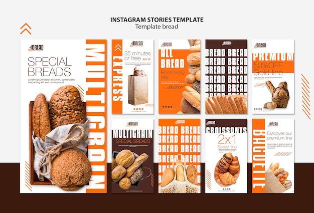 PSD gratuit histoires instagram de bread business
