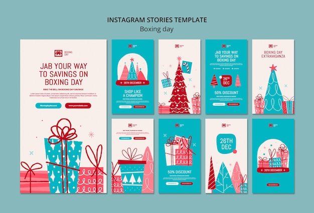 PSD gratuit histoires instagram de célébration du lendemain de noël