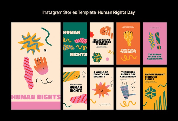 PSD gratuit histoires instagram de célébration de la journée des droits de l'homme