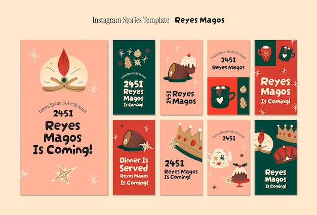 PSD gratuit les histoires d'instagram de la célébration de reyes magos