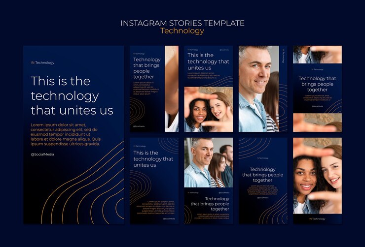 PSD gratuit histoires instagram de concept de technologie dynamique