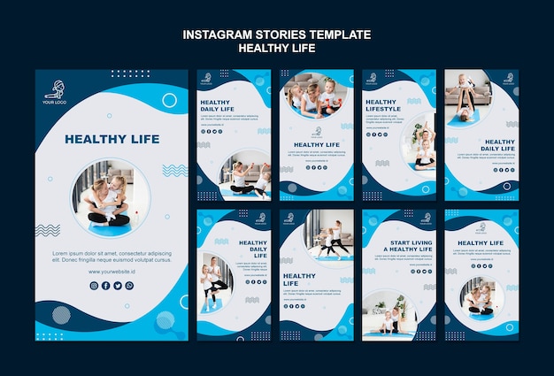 PSD gratuit histoires instagram de concept de vie saine