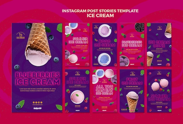 PSD gratuit histoires instagram de crème glacée