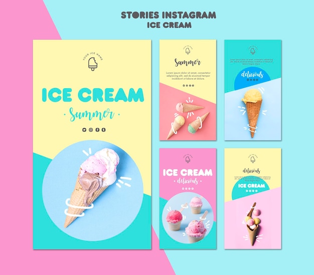 PSD gratuit histoires instagram de crème glacée