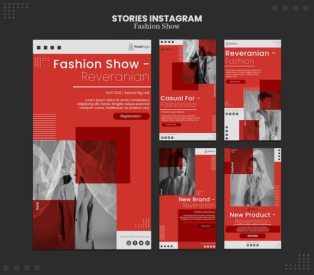 PSD gratuit histoires instagram de défilé de mode