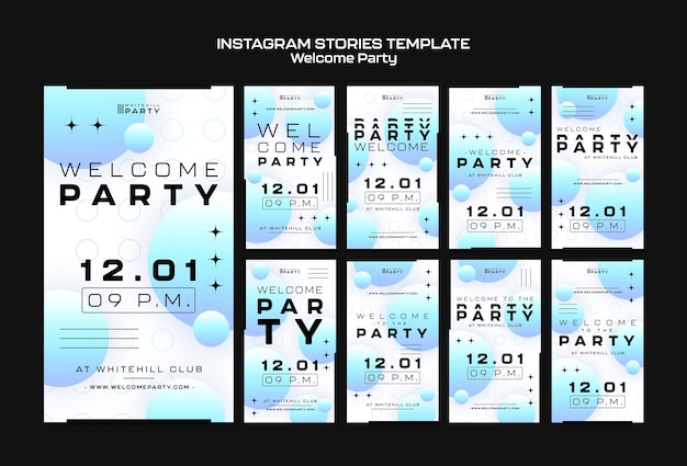 PSD gratuit histoires instagram dégradées de la fête de bienvenue