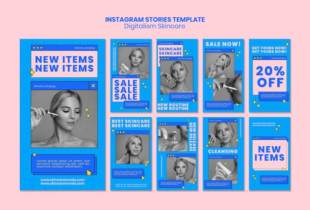 PSD gratuit histoires instagram digital skincare