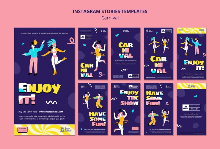 PSD gratuit histoires instagram de divertissement de carnaval