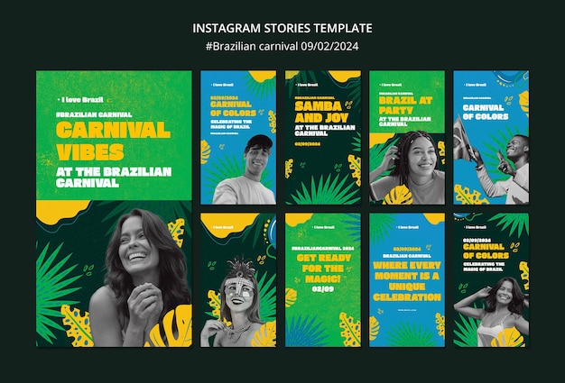 PSD gratuit les histoires d'instagram du carnaval brésilien