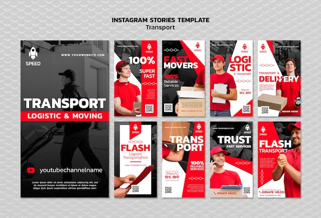 PSD gratuit histoires instagram du concept de transport