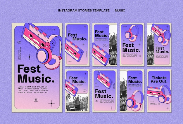 PSD gratuit histoires instagram du festival de musique