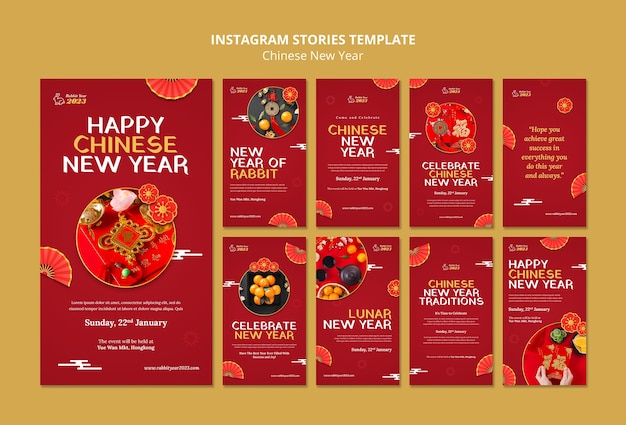PSD gratuit histoires instagram du nouvel an chinois