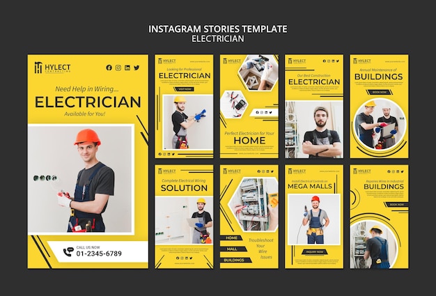 PSD gratuit histoires instagram d'électricien